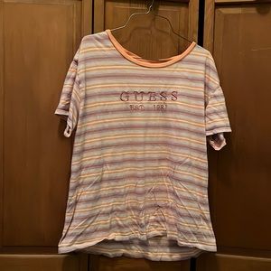 orange and pink guess tee